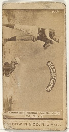 Keefe and Richardson Stealing 2nd Base, New York, from the Old Judge series (N172) for Old Judge Cigarettes