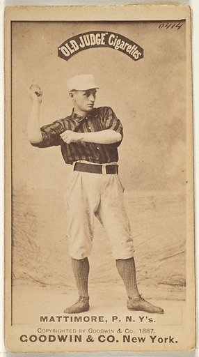 Michael "Mike" Joseph Mattimore, Pitcher, New York, from the Old Judge series (N172) for Old Judge Cigarettes