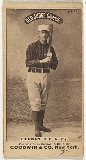 Michael "Silent Mike" Joseph Tiernan, Right Field, New York, from the Old Judge series (N172) for Old Judge Cigarettes