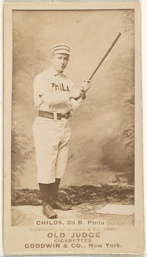 Clarence Algernon "Cupid" Childs, 2nd Base, Philadelphia, from the Old Judge series (N172) for Old Judge Cigarettes