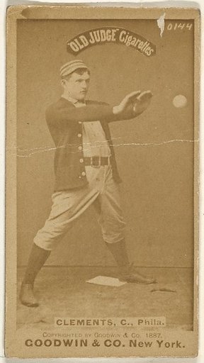 John J. "Jack" Clements, Catcher, Philadelphia, from the Old Judge series (N172) for Old Judge Cigarettes