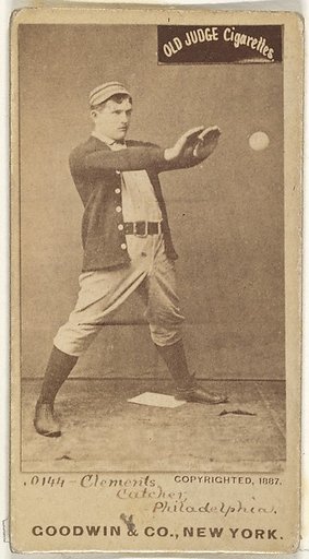 John J. "Jack" Clements, Catcher, Philadelphia, from the Old Judge series (N172) for Old Judge Cigarettes