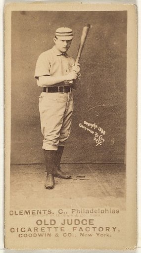 John J. "Jack" Clements, Catcher, Philadelphia, from the Old Judge series (N172) for Old Judge Cigarettes