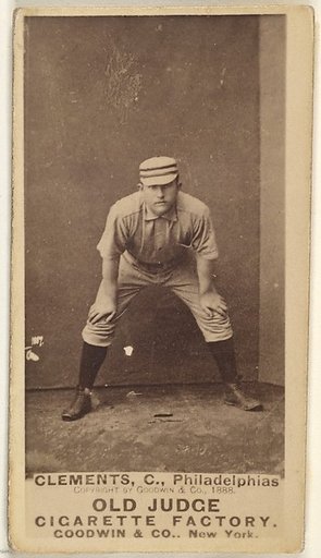 John J. "Jack" Clements, Catcher, Philadelphia, from the Old Judge series (N172) for Old Judge Cigarettes