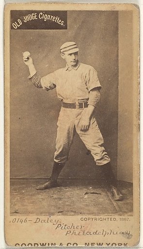 Edward M. Daily, Pitcher, Philadelphia, from the Old Judge series (N172) for Old Judge Cigarettes