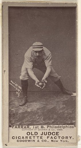 Sidney Douglas Farrar, 1st Base, Philadelphia, from the Old Judge series (N172) for Old Judge Cigarettes