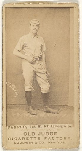 Sidney Douglas Farrar, 1st Base, Philadelphia, from the Old Judge series (N172) for Old Judge Cigarettes