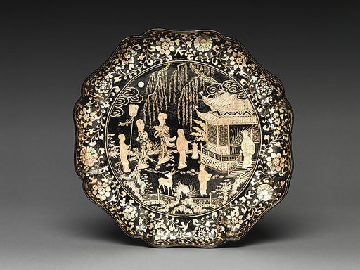 Dish with figures in a landscape