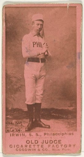 Arthur Albert "Doc" Irwin, Shortstop, Philadelphia, from the Old Judge series (N172) for Old Judge Cigarettes