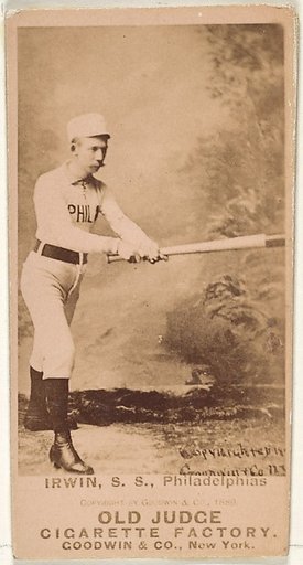 Arthur Albert "Doc" Irwin, Shortstop, Philadelphia, from the Old Judge series (N172) for Old Judge Cigarettes