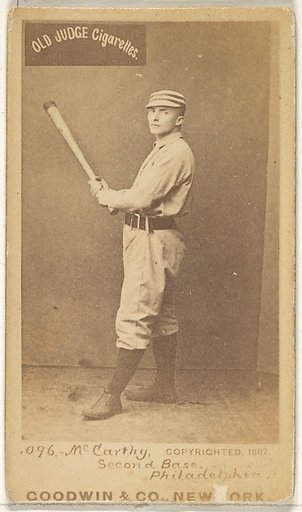 Thomas Francis Michael "Tommy" McCarthy, 2nd Base, Philadelphia, from the Old Judge series (N172) for Old Judge Cigarettes