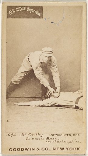 Thomas Francis Michael "Tommy" McCarthy, 2nd Base, Philadelphia, from the Old Judge series (N172) for Old Judge Cigarettes