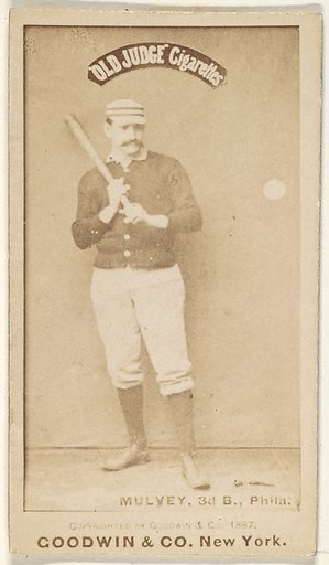 Joseph H. "Joe" Mulvey, 3rd Base, Philadelphia, from the Old Judge series (N172) for Old Judge Cigarettes