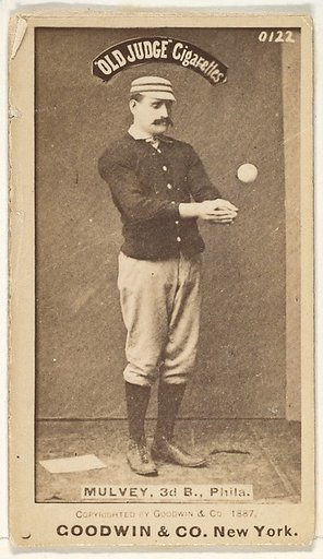 Joseph H. "Joe" Mulvey, 3rd Base, Philadelphia, from the Old Judge series (N172) for Old Judge Cigarettes