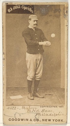 Joseph H. "Joe" Mulvey, 3rd Base, Philadelphia, from the Old Judge series (N172) for Old Judge Cigarettes