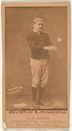 Joseph H. "Joe" Mulvey, 3rd Base, Philadelphia, from the Old Judge series (N172) for Old Judge Cigarettes