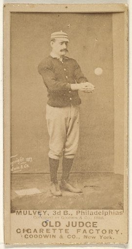 Joseph H. "Joe" Mulvey, 3rd Base, Philadelphia, from the Old Judge series (N172) for Old Judge Cigarettes