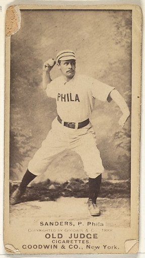 Alexander Bennett "Ben" Sanders, Pitcher, Philadelphia, from the Old Judge series (N172) for Old Judge Cigarettes