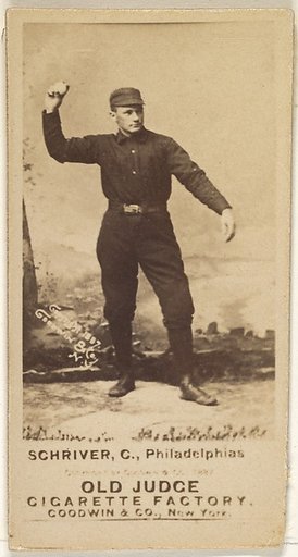 William Frederick "Pop" Schriver, Catcher, Philadelphia, from the Old Judge series (N172) for Old Judge Cigarettes