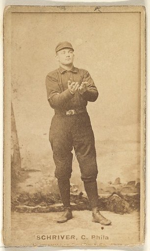 William Frederick "Pop" Schriver, Catcher, Philadelphia, from the Old Judge series (N172) for Old Judge Cigarettes
