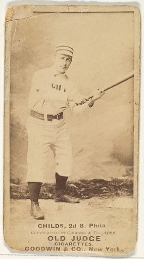 Clarence Algernon "Cupid" Childs, 2nd Base, Philadelphia, from the Old Judge series (N172) for Old Judge Cigarettes