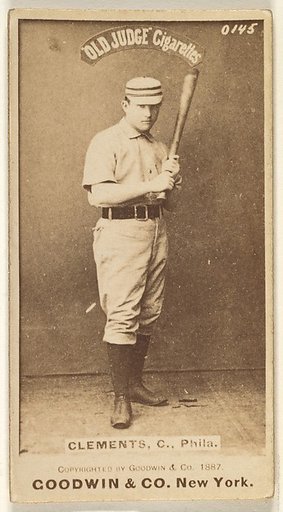 John J. "Jack" Clements, Catcher, Philadelphia, from the Old Judge series (N172) for Old Judge Cigarettes