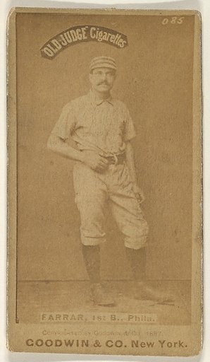 Sidney Douglas Farrar, 1st Base, Philadelphia, from the Old Judge series (N172) for Old Judge Cigarettes