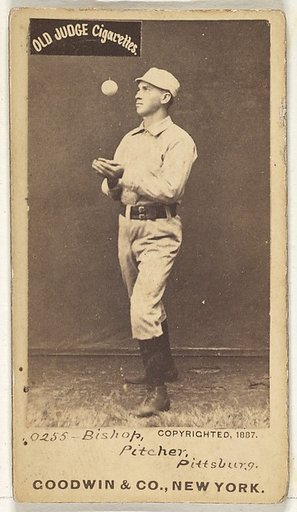 William "Bill" Robinson Bishop, Pitcher, Pittsburgh, from the Old Judge series (N172) for Old Judge Cigarettes