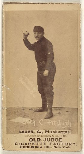 Chuck Lauer, Catcher, Pittsburgh, from the Old Judge series (N172) for Old Judge Cigarettes