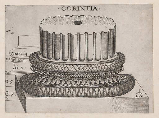 Corinthian base, from "Speculum Romanae Magnificentiae"