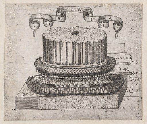 Corinthian base, from "Speculum Romanae Magnificentiae"