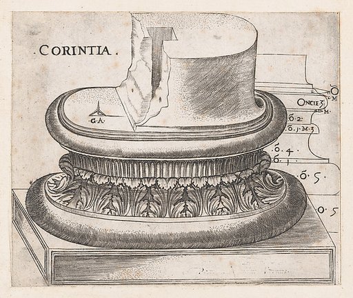 Corinthian base, from "Speculum Romanae Magnificentiae"
