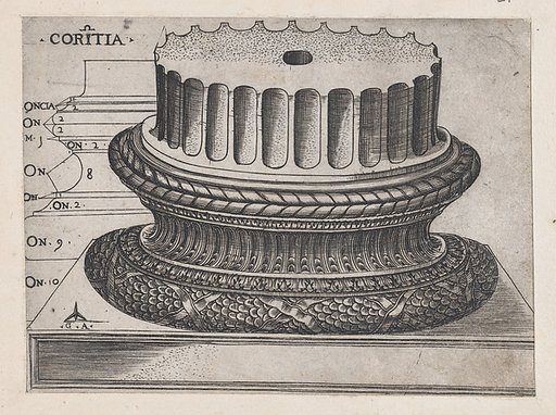 Corinthian base, from "Speculum Romanae Magnificentiae"