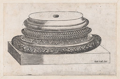 Decorated base, from "Speculum Romanae Magnificentiae"