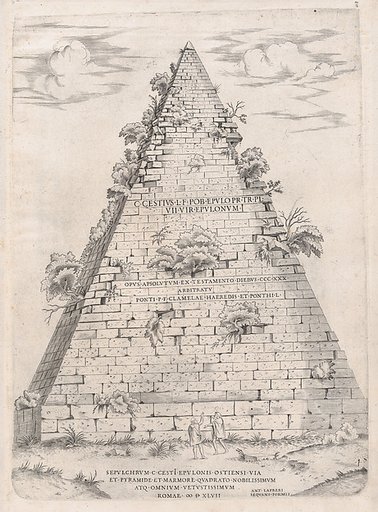 Pyramid of Caius Cestius, from "Speculum Romanae Magnificentiae"