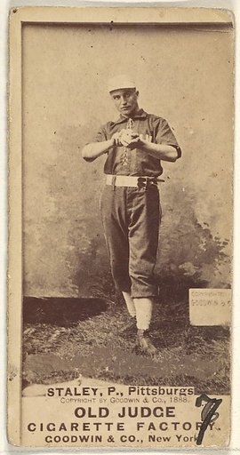 Henry "Harry" Eli Staley, Pitcher, Pittsburgh, from the Old Judge series (N172) for Old Judge Cigarettes