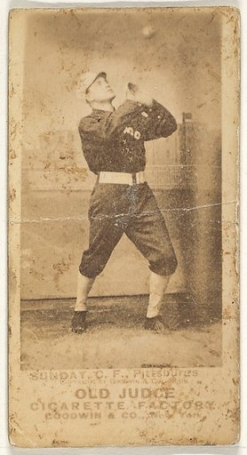 William Ashley "Billy" Sunday, Center Field, Pittsburgh, from the Old Judge series (N172) for Old Judge Cigarettes