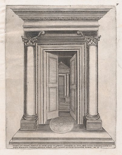 Portico of the Temple of Romulus, from "Speculum Romanae Magnificentiae"