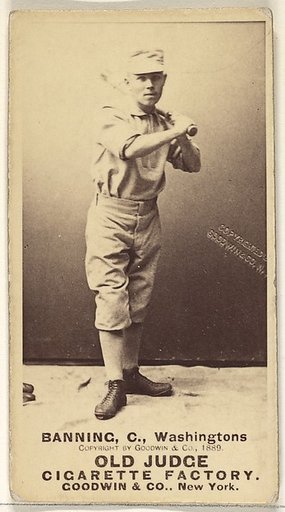 James "Jim" M. Banning, Catcher, Washington Nationals, from the Old Judge series (N172) for Old Judge Cigarettes