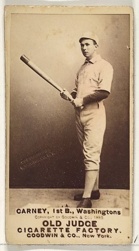 John Joseph "Handsome Jack" Carney, 1st Base, Washington Nationals, from the Old Judge series (N172) for Old Judge Cigarettes