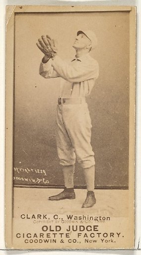 Owen F. "Spider" Clark, Catcher, Washington Nationals, from the Old Judge series (N172) for Old Judge Cigarettes