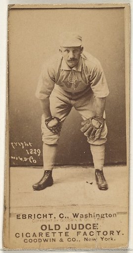 Hiram "Hi" C. Ebright, Catcher, Washington Nationals, from the Old Judge series (N172) for Old Judge Cigarettes