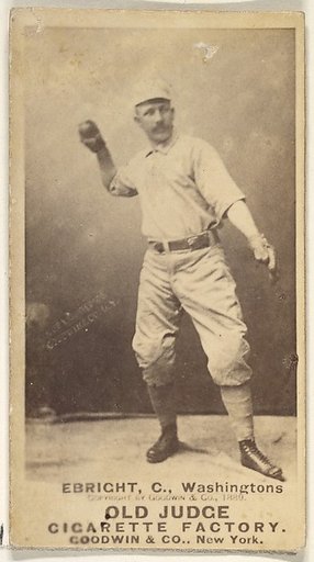 Hiram "Hi" C. Ebright, Catcher, Washington Nationals, from the Old Judge series (N172) for Old Judge Cigarettes