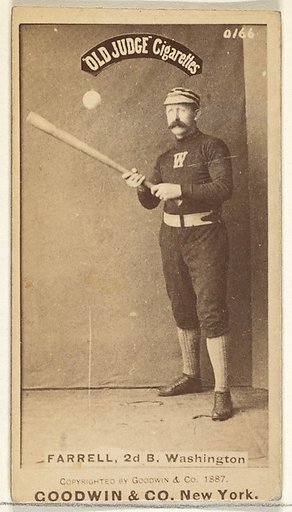 John A. "Jack" Farrell, 2nd Base, Washington Nationals, from the Old Judge series (N172) for Old Judge Cigarettes
