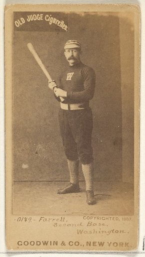 John A. "Jack" Farrell, 2nd Base, Washington Nationals, from the Old Judge series (N172) for Old Judge Cigarettes