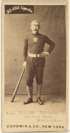 John A. "Jack" Farrell, 2nd Base, Washington Nationals, from the Old Judge series (N172) for Old Judge Cigarettes