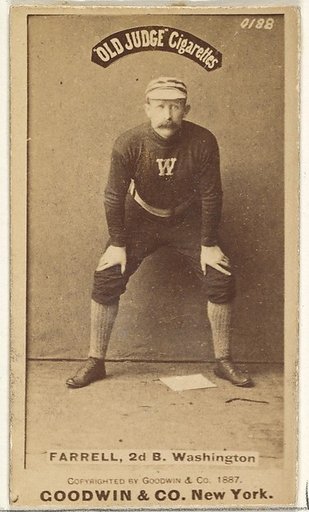 John A. "Jack" Farrell, 2nd Base, Washington Nationals, from the Old Judge series (N172) for Old Judge Cigarettes