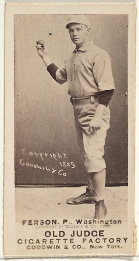 Alexander "Colonel" Ferson, Pitcher, Washington Nationals, from the Old Judge series (N172) for Old Judge Cigarettes