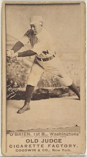 William Smith "Billy" O'Brien, 1st Base, Washington Nationals, from the Old Judge series (N172) for Old Judge Cigarettes