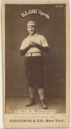 Henry Francis "Hank" O'Day, Pitcher, Washington Nationals, from the Old Judge series (N172) for Old Judge Cigarettes